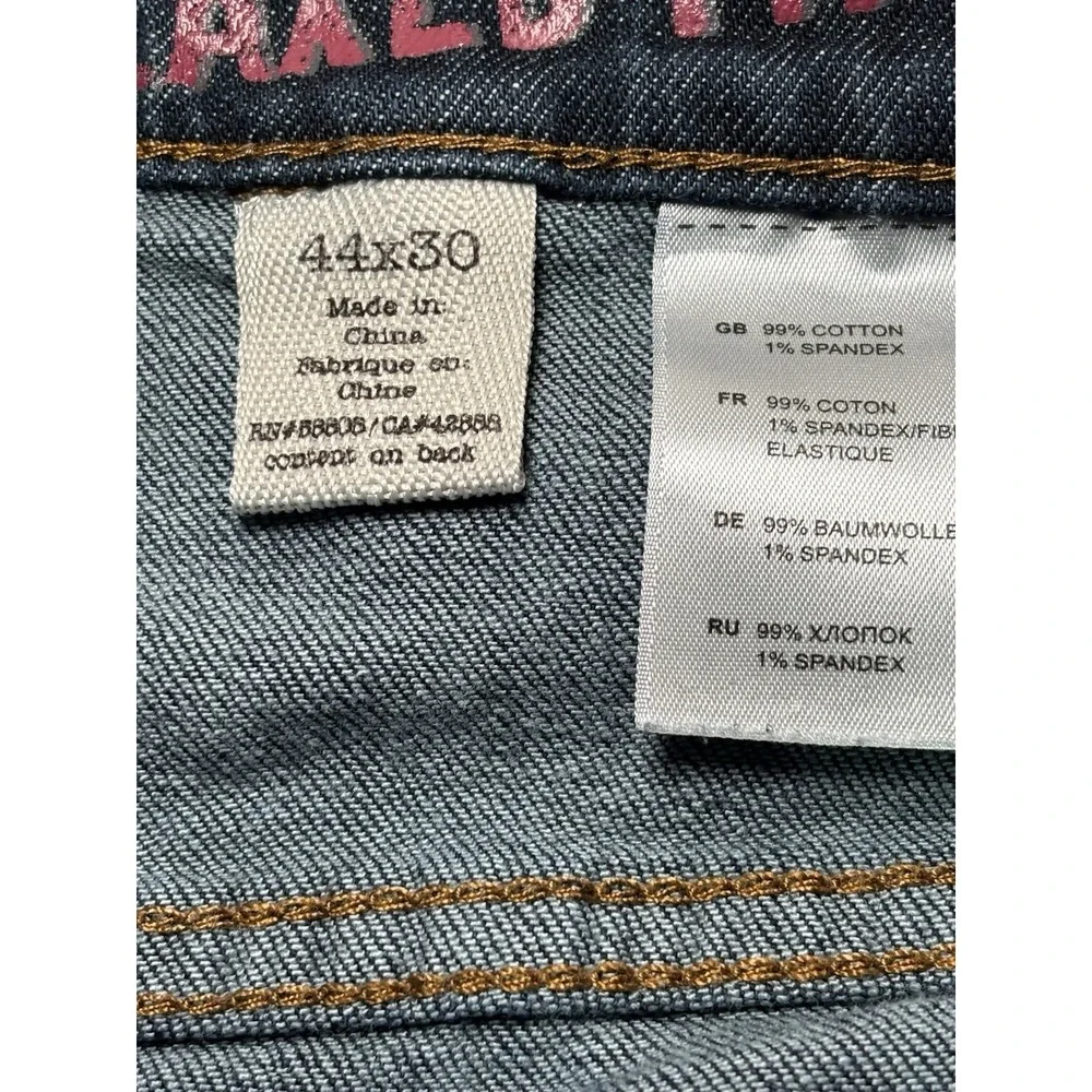 True Nation Men's Jeans 44x30 Blue Denim Straight Leg Stretch Dark Wash